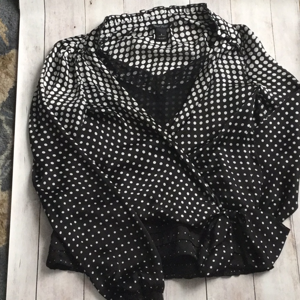 White House black market polka dot blouse
